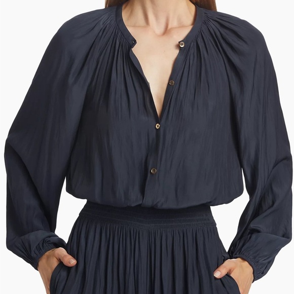 Ramy Brook Lea Crinkle Wide Leg Jumpsuit‎ in Navy - Picture 5 of 16